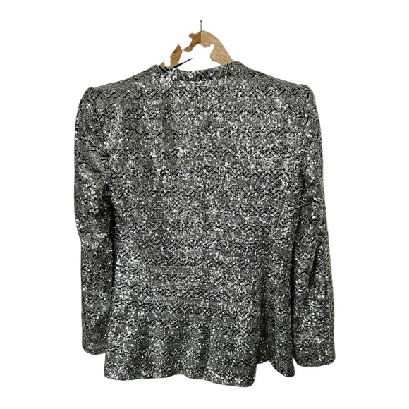 NWT Zara Silver Sequin Blazer - Size L - Picture 3 of 14